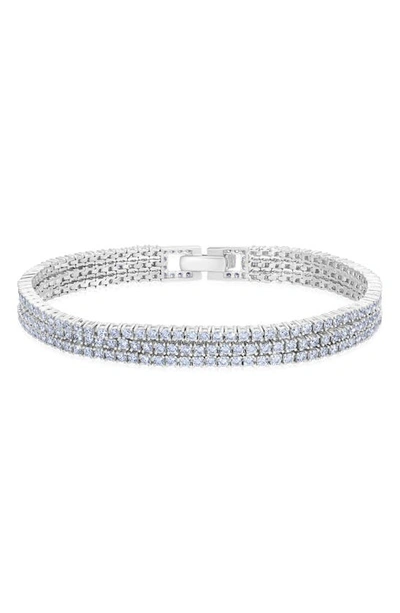 Shop Crislu Layered Tennis Bracelet In Platinum