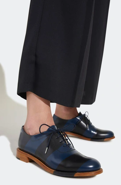 The Office Of Angela Scott Mr. Smith Striped Leather Oxfords In Ocean