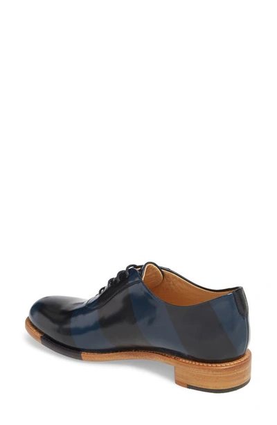The Office Of Angela Scott Mr. Smith Striped Leather Oxfords In Ocean