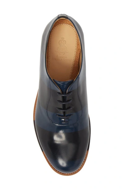 The Office Of Angela Scott Mr. Smith Striped Leather Oxfords In Ocean