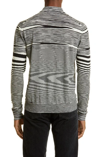 Shop Missoni Space Dye Long Sleeve Wool Sweater Polo In Space-dye White/ Black