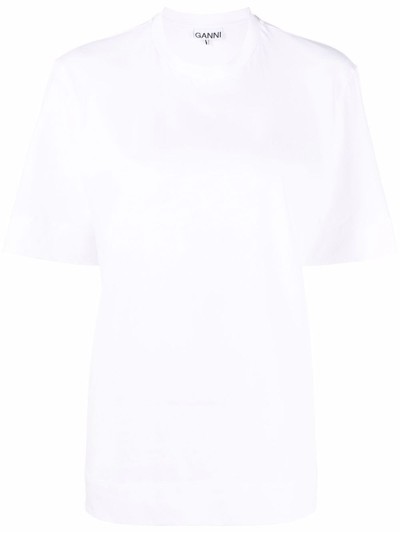 Shop Ganni Organic Cotton T-shirt In White
