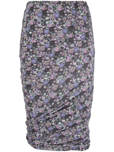 Shop Isabel Marant Juno Floral Print Skirt In Violet