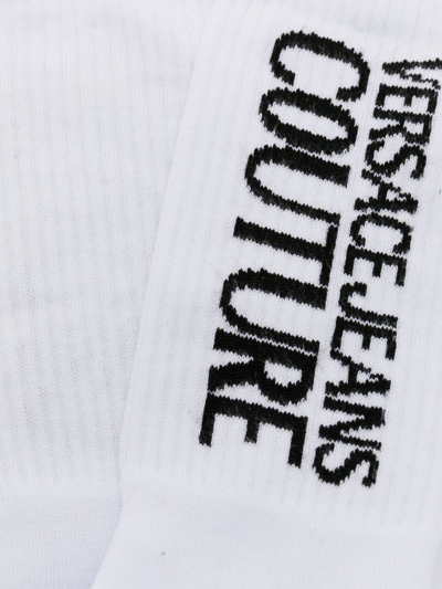 Shop Versace Jeans Couture Socks With Logo In White