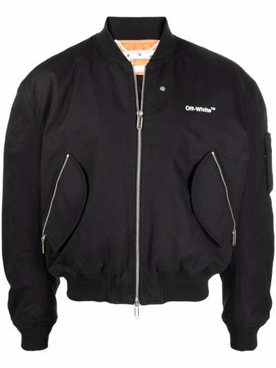 Off-white Diagonal Tab Bomber Jacket In Black
