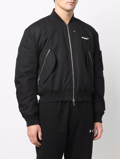 Shop Off-white Diagonal Print Bomber Jacket In Black