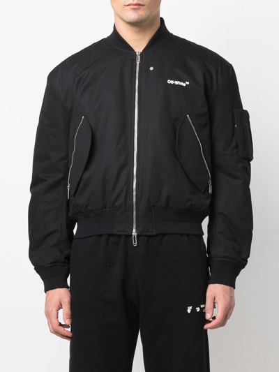 Off-white Diagonal Tab Bomber Jacket In Black