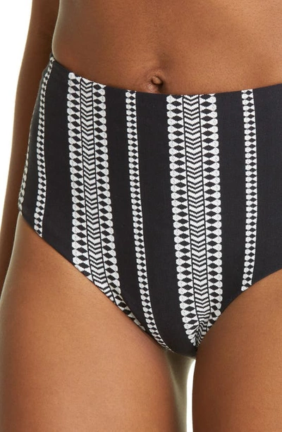 Lemlem Luchia Printed High Waist Bikini Bottom In Black