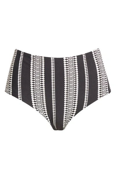 Lemlem Luchia Printed High Waist Bikini Bottom In Black