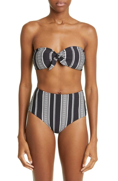 Lemlem Luchia Printed High Waist Bikini Bottom In Black