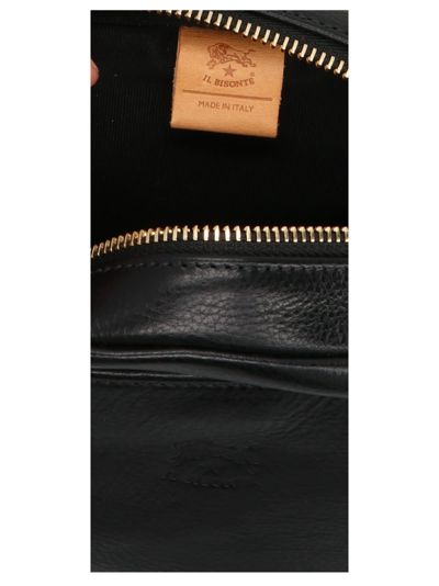 Shop Il Bisonte Logo Leather Shoulder Strap. In Black