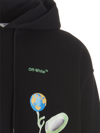 Off-white Alien Arrow Embroidered Cotton Hoodie In Black | ModeSens