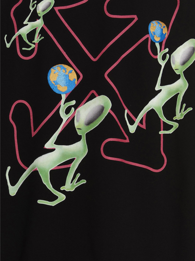 Off-white Alien Arrow Embroidered Cotton Hoodie In Black | ModeSens