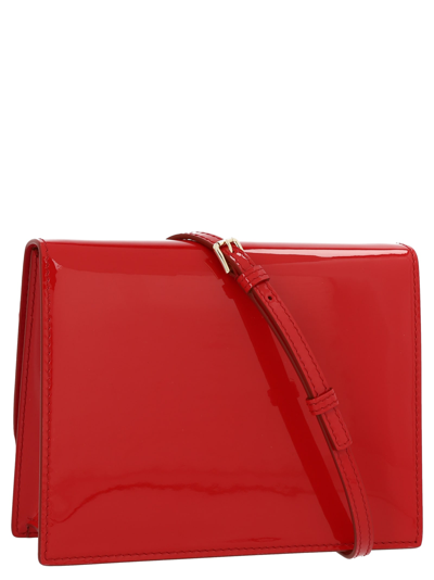 Shop Dolce & Gabbana Patent Logo Crossbody Bag In Red