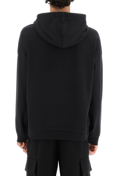 Shop Valentino Cotton And Nylon Hoodie With Stud In Black