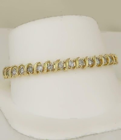 Pre-owned Royaljewels_26 7 Ct 14k Yellow Gold Over Round S-link Diamond Tennis Women's Bracelet 7.5" Inch