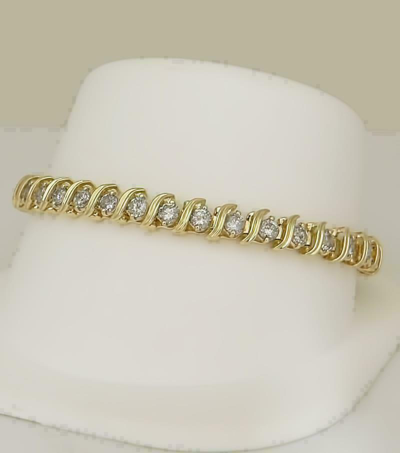 Pre-owned Royaljewels_26 7 Ct 14k Yellow Gold Over Round S-link Diamond Tennis Women's Bracelet 7.5" Inch