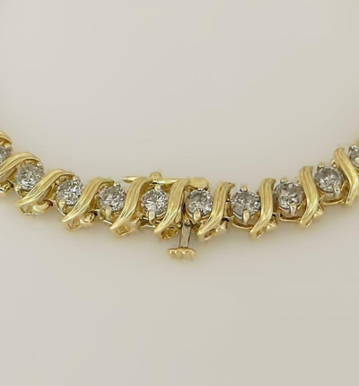 Pre-owned Royaljewels_26 7 Ct 14k Yellow Gold Over Round S-link Diamond Tennis Women's Bracelet 7.5" Inch