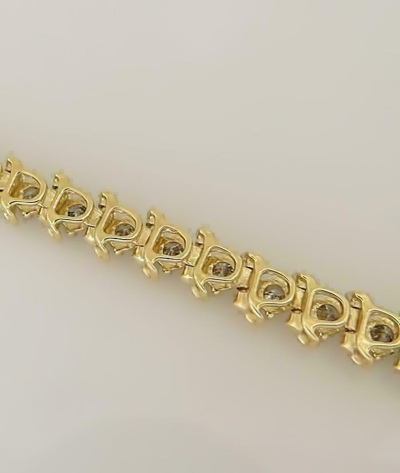 Pre-owned Royaljewels_26 7 Ct 14k Yellow Gold Over Round S-link Diamond Tennis Women's Bracelet 7.5" Inch
