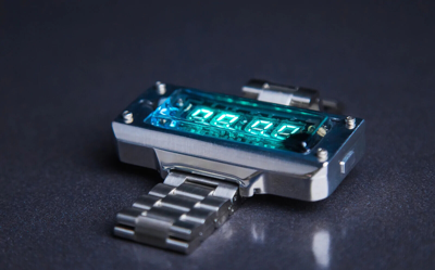 Pre-owned Nixoid Nixie Tube Watch Cyber Vfd Unique Wrist Watch With Visual Effects And Blue Light In Black