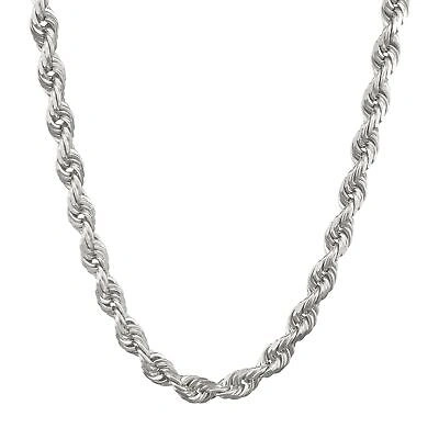 Pre-owned Nuragold 10k White Gold Solid Mens 6mm Diamond Cut Rope Chain Necklace Lobster Clasp 20"