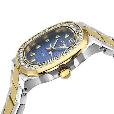 Pre-owned Gv2 By Gevril Women's 18206b Potente Diamond Blue Mop Dial Swiss Quartz Watch