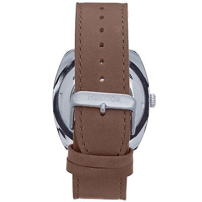 Pre-owned Heritor Automatic Gatling Skeletonized Leather-band Watch - Silver/light Brown