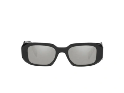 Pre-owned Prada Sunglasses Pr17ws 1ab2b0 Black Light Grey Silver Mirror Lens Authentic In Gray