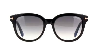Pre-owned Tom Ford Olivia -02 Ft 0914 Shiny Black/grey Shaded (01b) Sunglasses