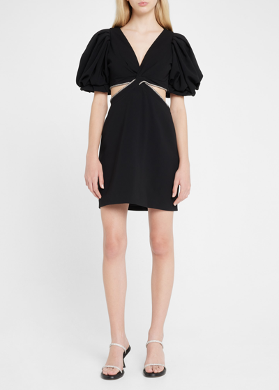 Shop A.l.c Hazel Cut-out Puff Sleeve Mini Dress In Black