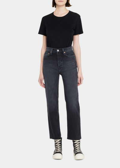 Shop Re/done 70s Stovepipe Distressed Jeans In Washed Noir