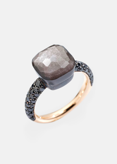 Shop Pomellato Nudo 18k Rose Gold/titanium Obsidian & Black Diamond Ring