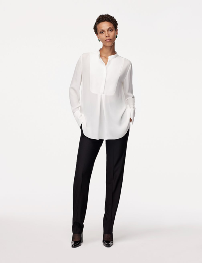 Another Tomorrow Tuxedo Blouse In White