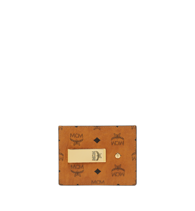 Shop Mcm Money Clip Card Case In Visetos Original In Cognac