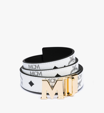 Shop Mcm Claus M Reversible Belt 1" In Visetos In White