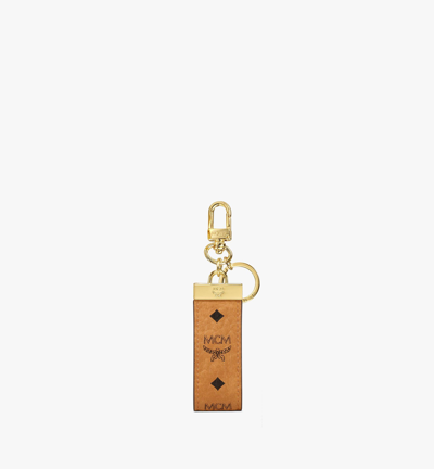 Shop Mcm Key Ring In Visetos Original In Cognac