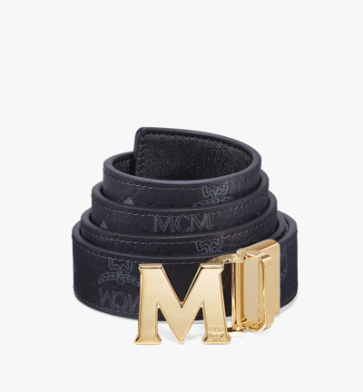 Shop Mcm Claus M Reversible Belt 1" In Visetos In Black