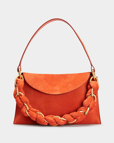 Shop Proenza Schouler Braided Suede Chain Top-handle Bag In Tomato