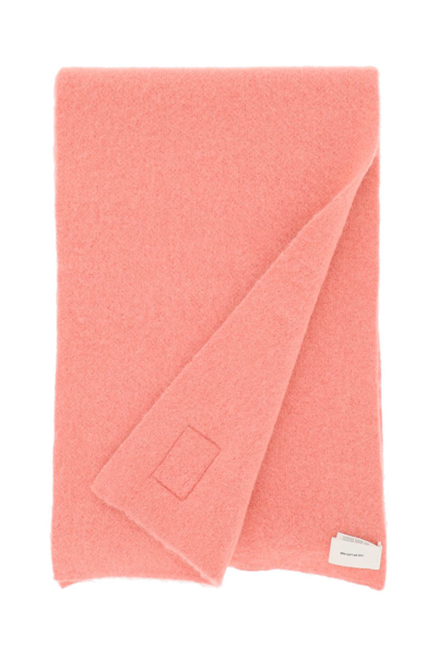 Shop By Far Alpaca-blend Scarf With Logo Patch In Pink