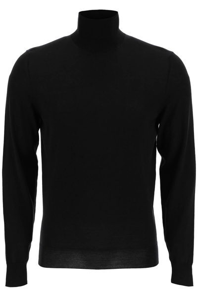 Shop Drumohr Turtleneck Sweater In Superfine Merino Wool In Black