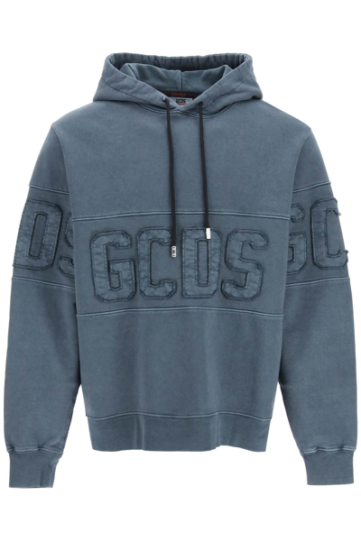 Shop Gcds Logo Patch Hoodie In Grey