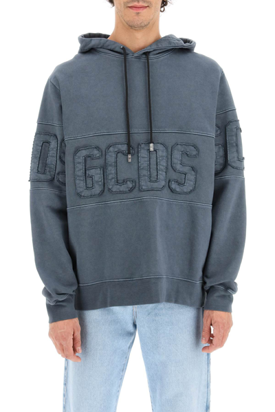 Shop Gcds Logo Patch Hoodie In Grey