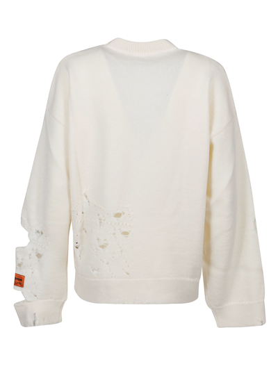 Shop Heron Preston Shredded Knit Sweater In Off White