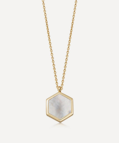 Shop Astley Clarke 18ct Gold Plated Vermeil Silver Deco Mother Of Pearl Slice Locket Necklace