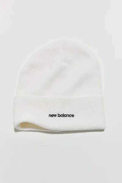Shop New Balance Linear Logo Cuffed Beanie In White