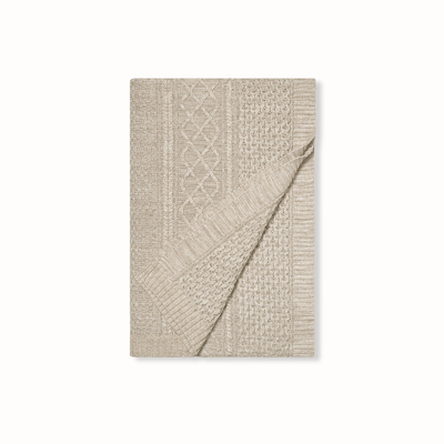 Boll & Branch Organic Aran Knit Throw Blanket In Heathered Oatmeal