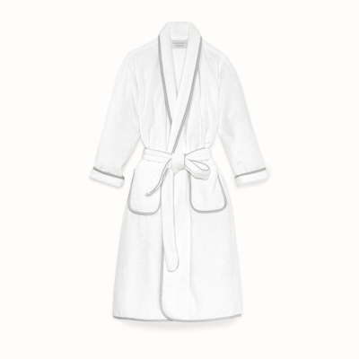 Boll & Branch Women's Plush Robe In White/pewter Plush