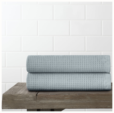 Boll Branch Organic Waffle Terry Hand Towels pair In Shore