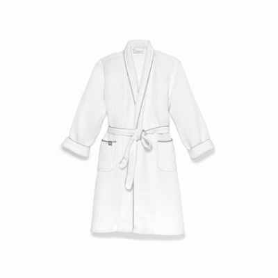 Boll & Branch Women's Waffle Robe In White/shore Waffle