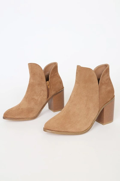Lulus Martella Tan Suede Ankle Booties In Tan